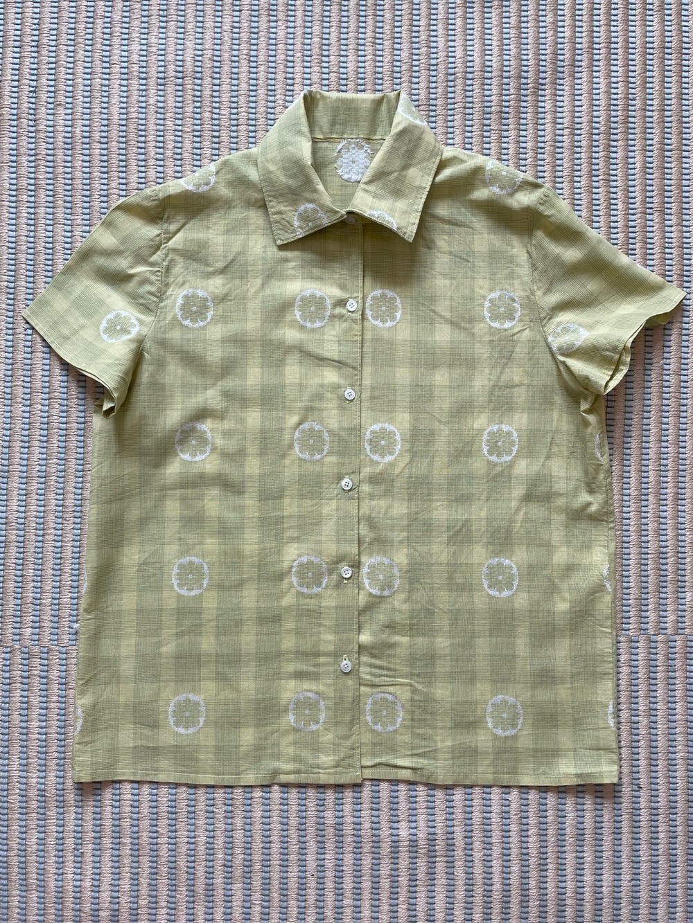 Beautiful handmade cotton lime green shirt